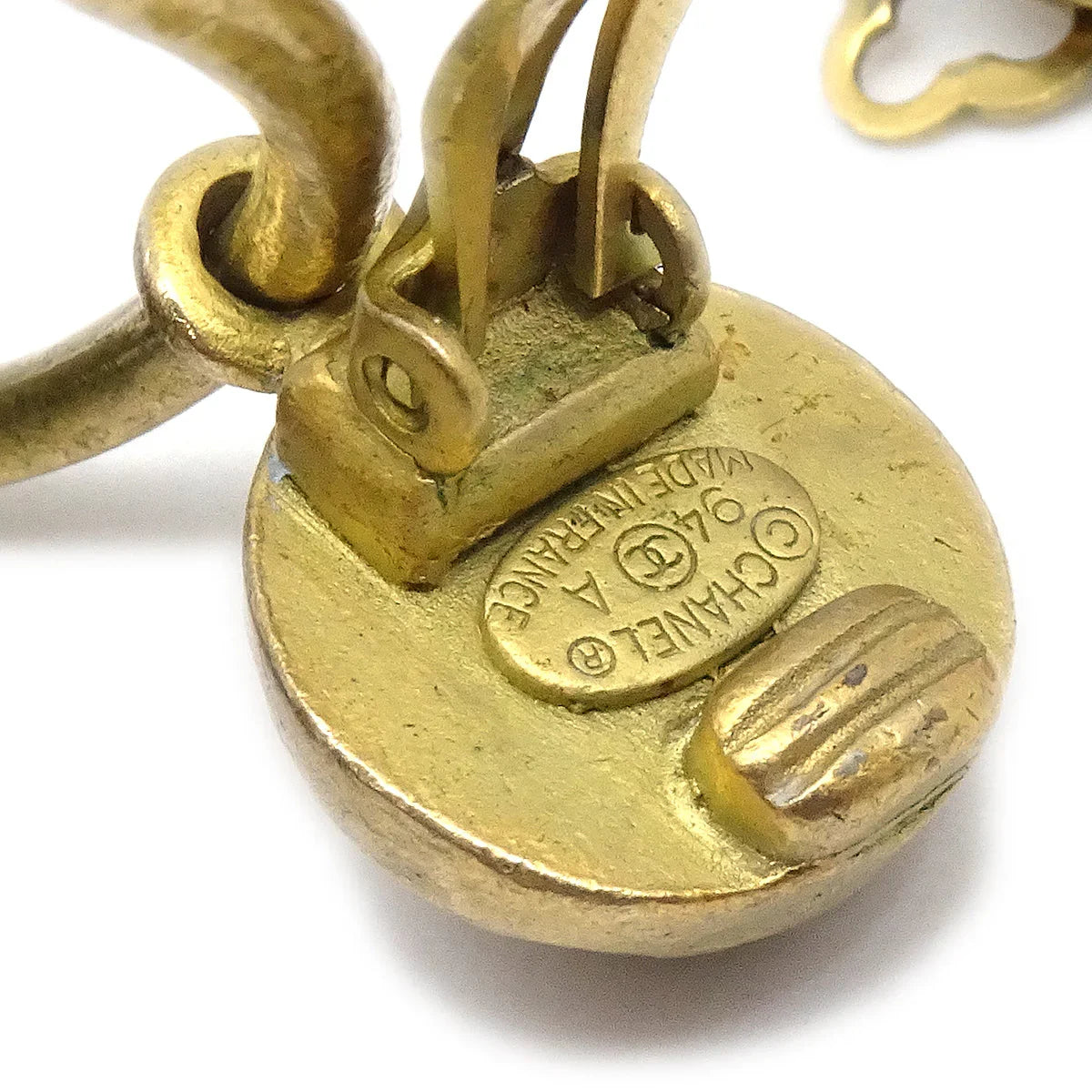 Chanel悬挂箍耳环夹式金色94A