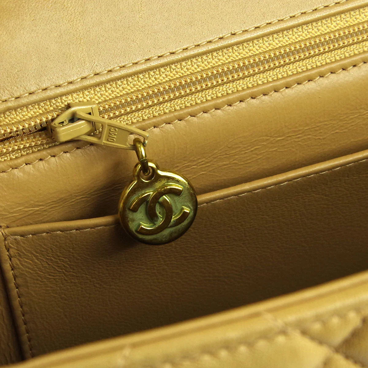Chanel 1994-1996 * Classic Flap Jumbo Double Chain Shoulder Bag Beige Lambskin