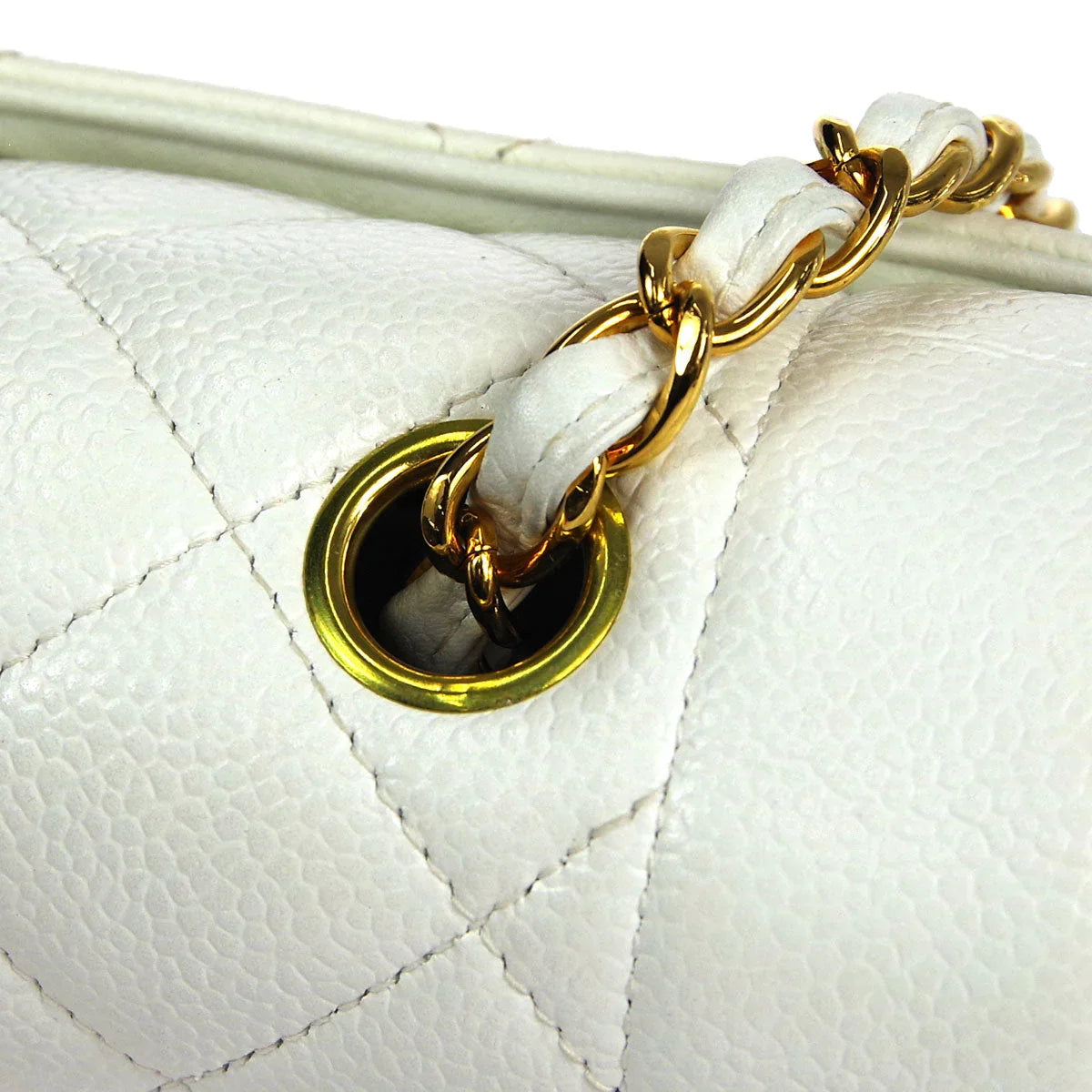Chanel * 1997-1999 Medium Diana Chain Shoulder Bag White Caviar