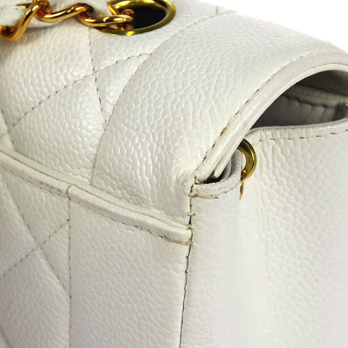 Chanel * 1997-1999 Medium Diana Chain Shoulder Bag White Caviar