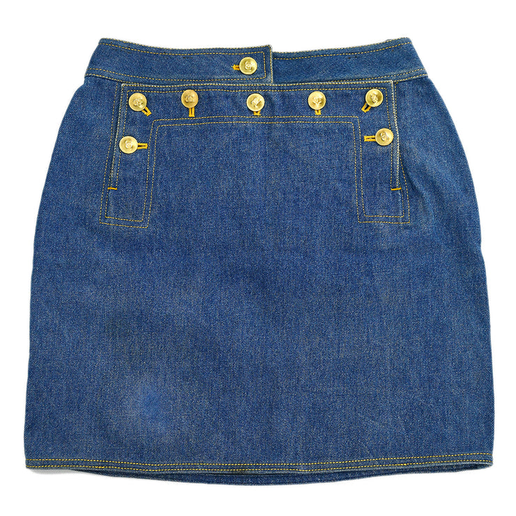 Chanel Spring 1994 CC button-embellished denim mini skirt #36