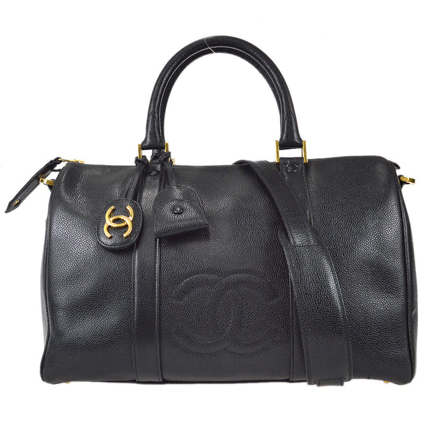 Vintage Chanel Boston Speedy Black Caviar Leather Hand Bag