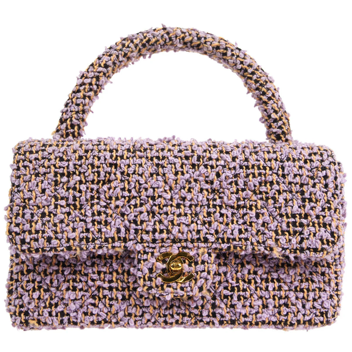 Chanel 1994-1996 * Classic Single Flap Medium Handbag Purple Tweed