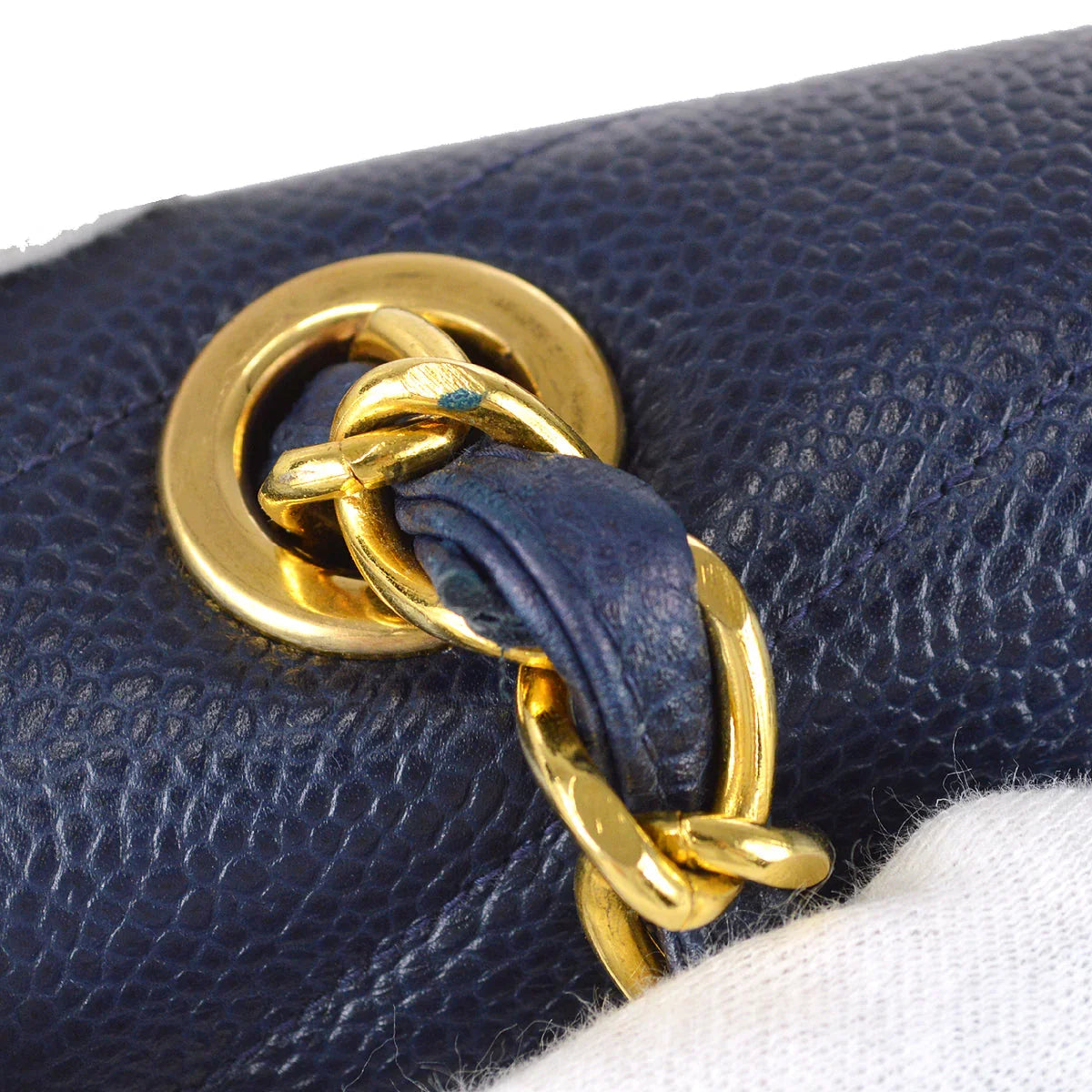 Chanel 1994-1996 Navy Caviar Jumbo Chevron Letter Flap Bag