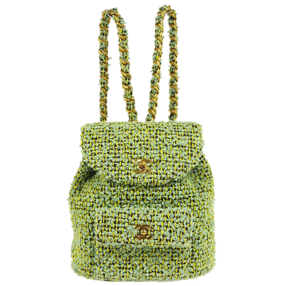 Chanel * 1994 Duma Backpack Large Green Tweed