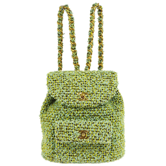 Chanel * 1994 Duma Backpack Large Green Tweed