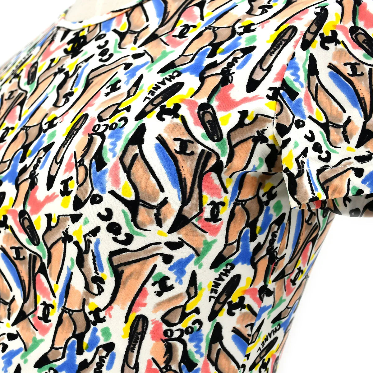 Chanel 1995 spring shoe-print cropped T-shirt #40