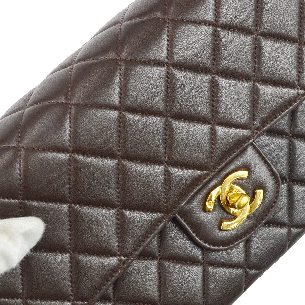 Chanel 1994-1996Classic Single Flap Medium Handbag Brown Lambskin