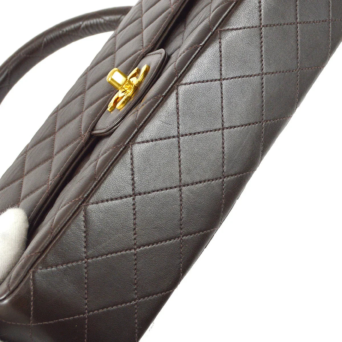 Chanel 1994-1996Classic Single Flap Medium Handbag Brown Lambskin