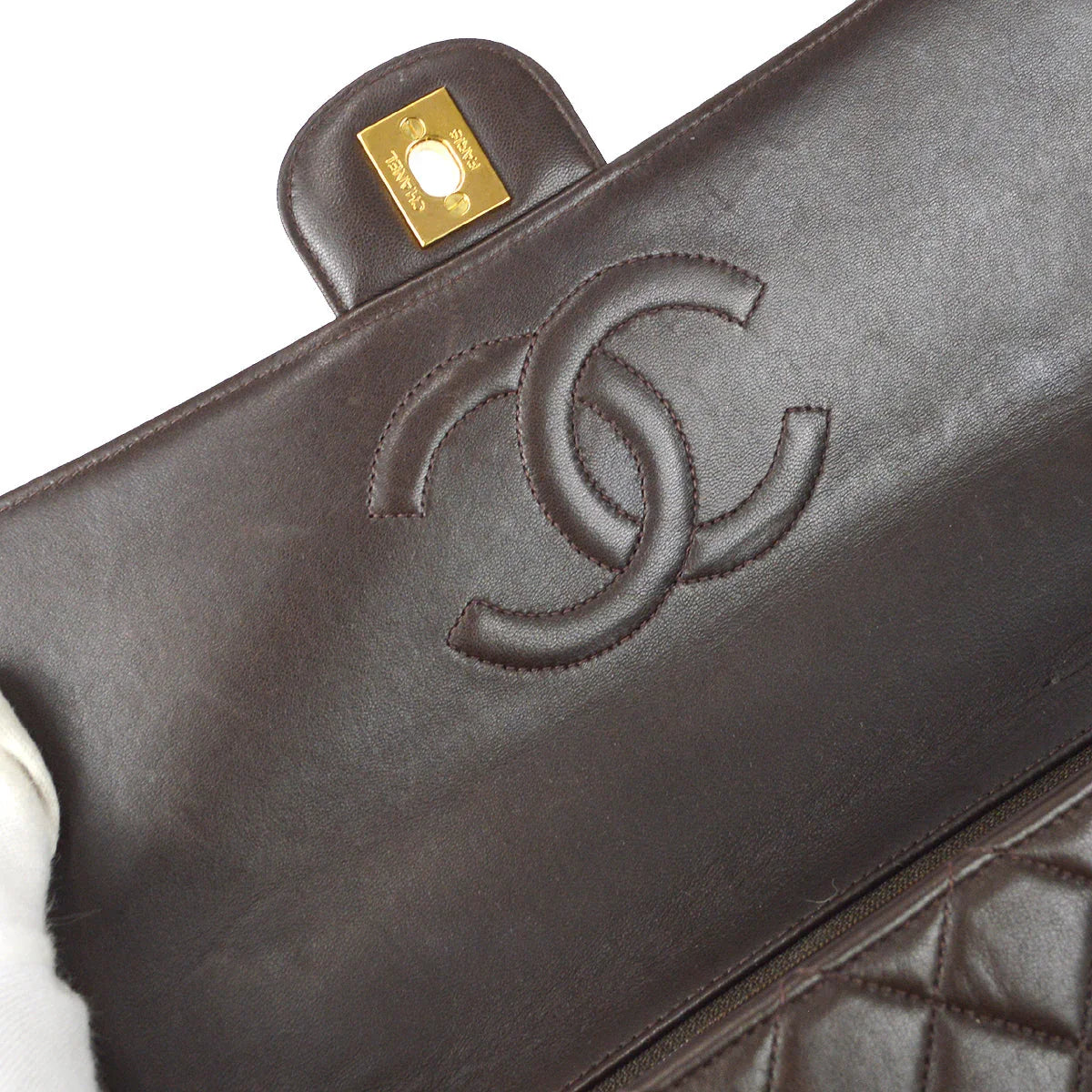 Chanel 1994-1996Classic Single Flap Medium Handbag Brown Lambskin