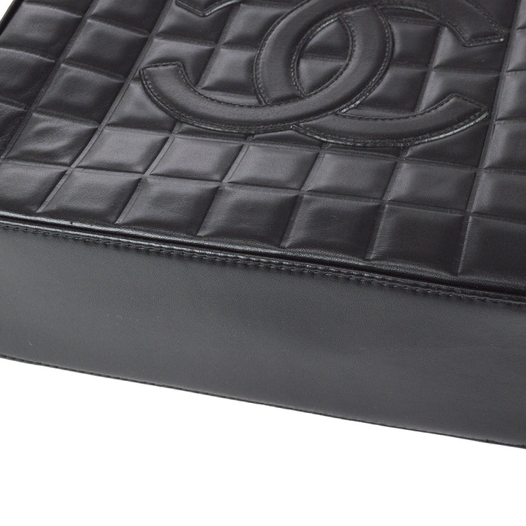 Chanel 2001-2003 Choco Bar Tote Handbag Black Lambskin