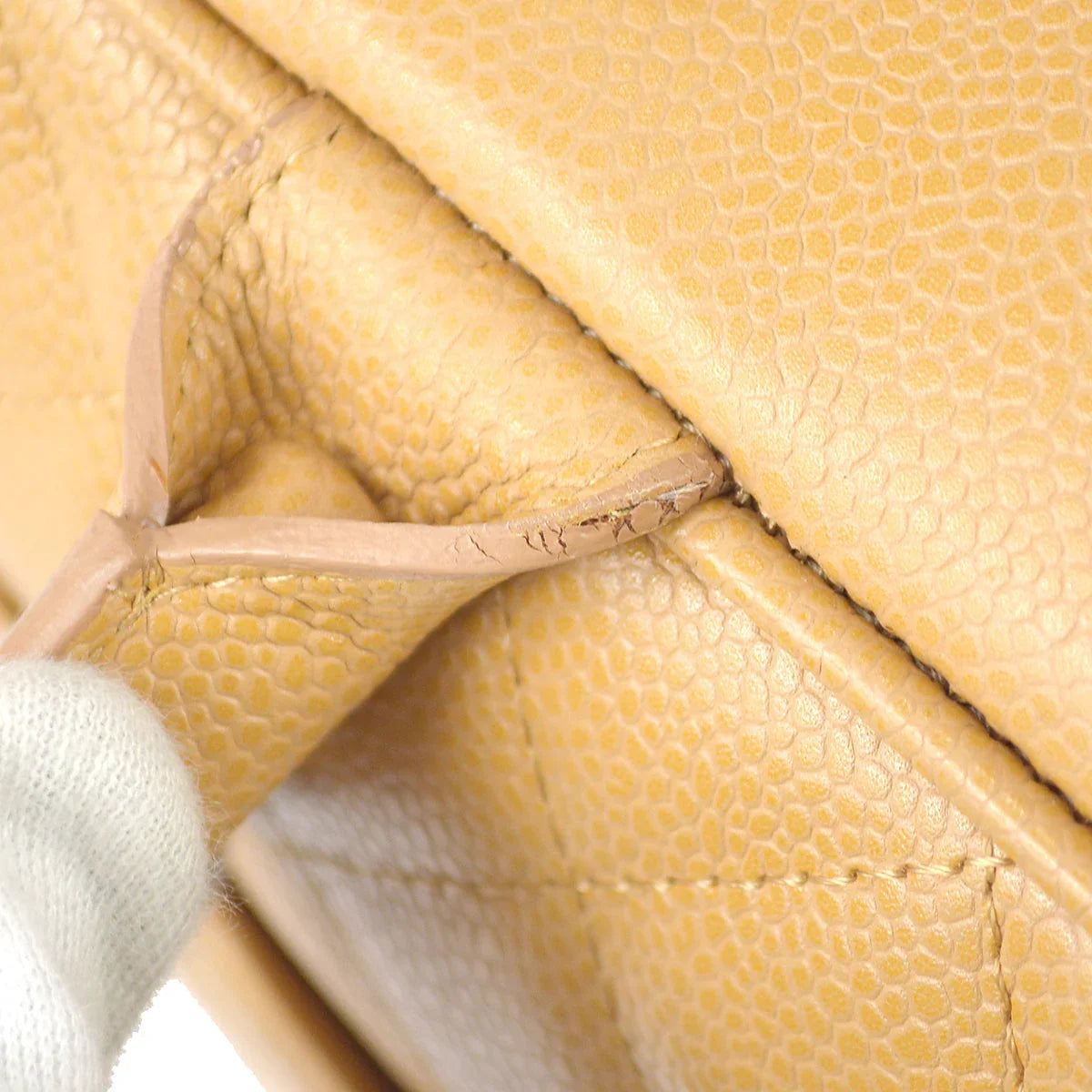 Chanel 2003-2004 Bowling Bag 37 Beige Caviar