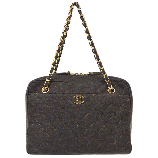 Chanel V Stitch Chevron Vintage Lambskin Brown Ladies Handbag