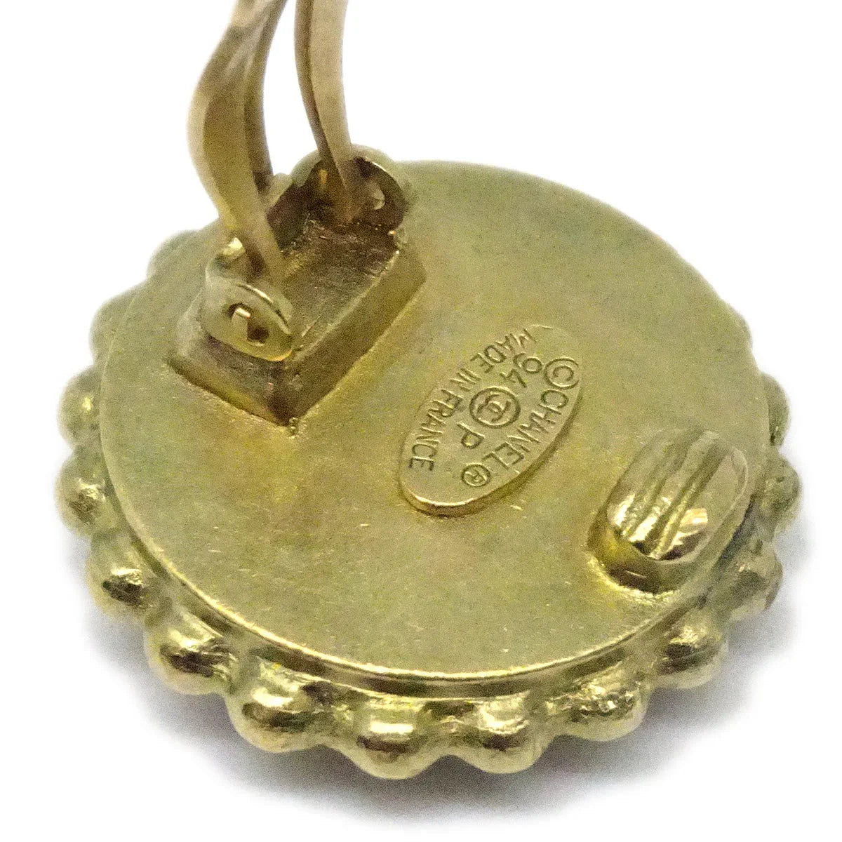 Chanel 1994 Black & Gold CC Earrings Clip-On