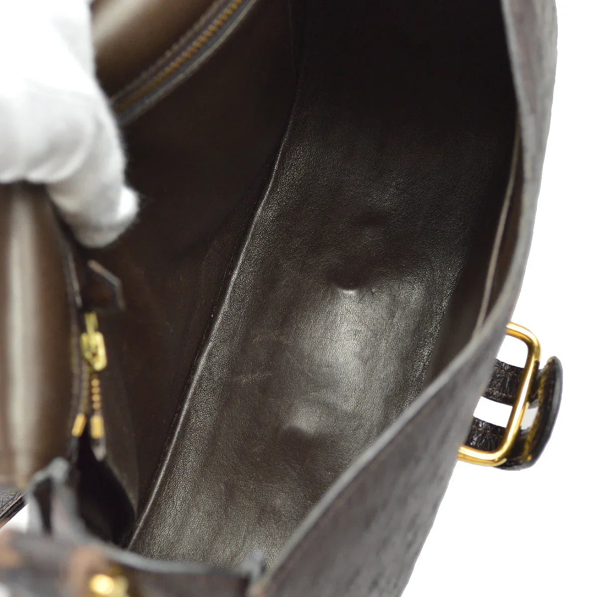 Hermes * 1980 Passe Guide Brown Ostrich
