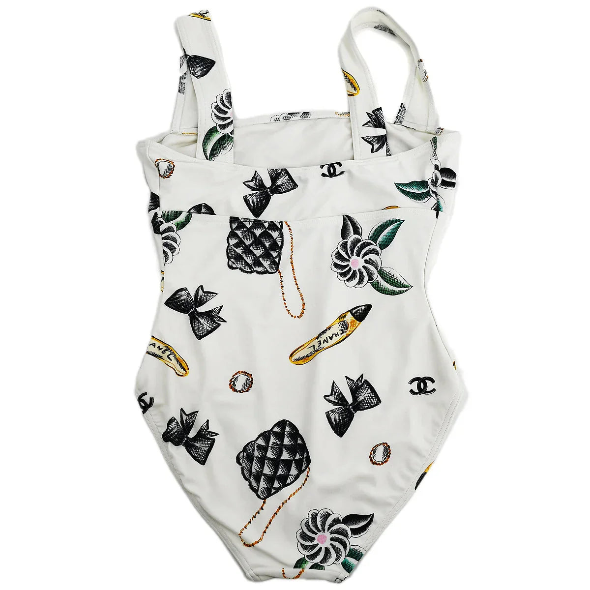 Chanel * Spring 1997 Icons Pattern Swimwear Swimsuit White #40