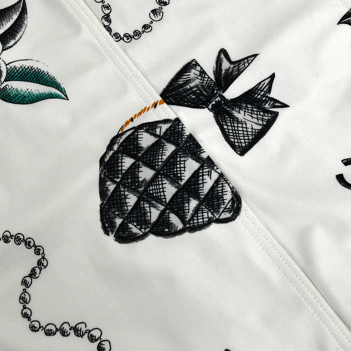 Chanel * Spring 1997 Icons Pattern Swimwear Swimsuit White #40
