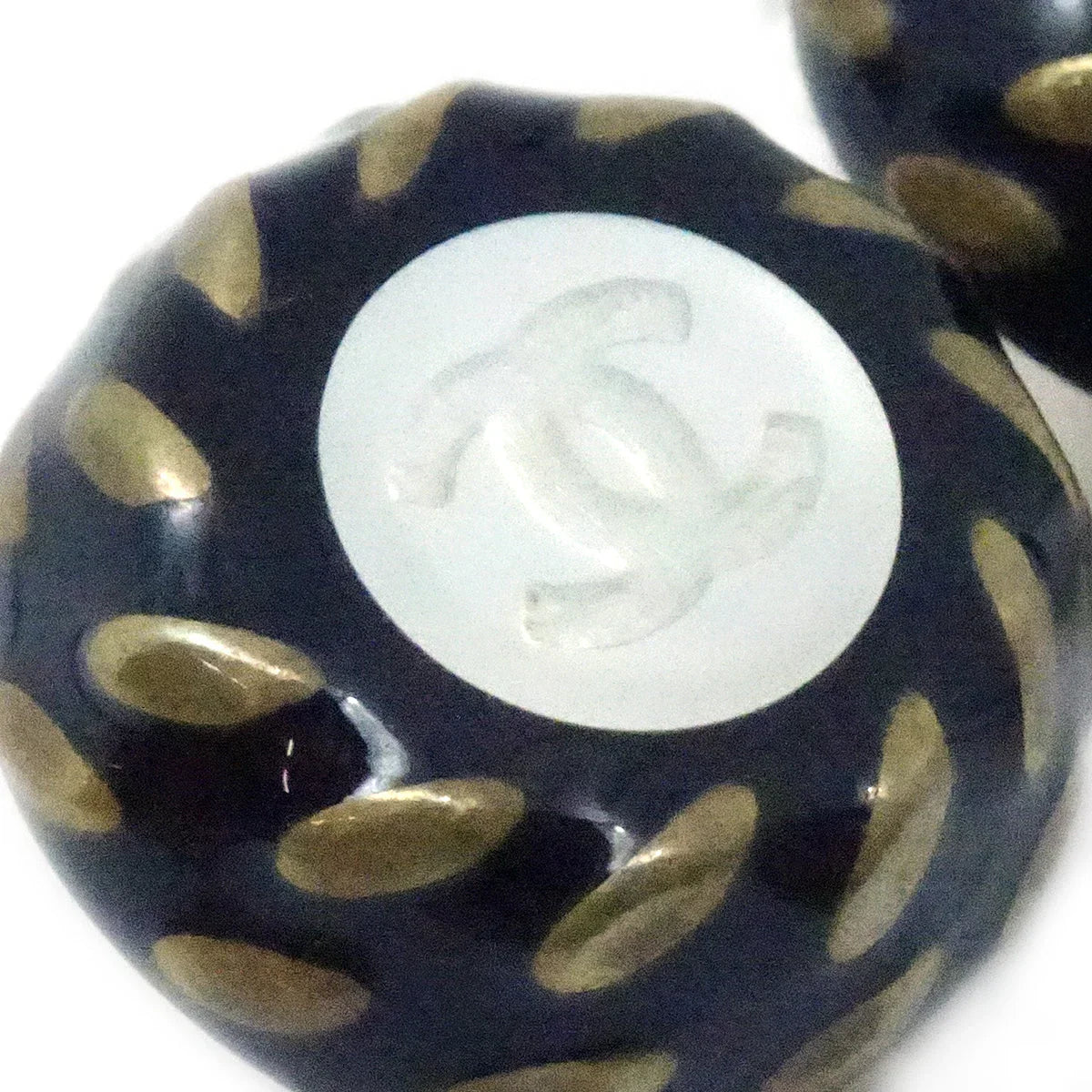 Chanel Button Earrings Clip-On Black 97A