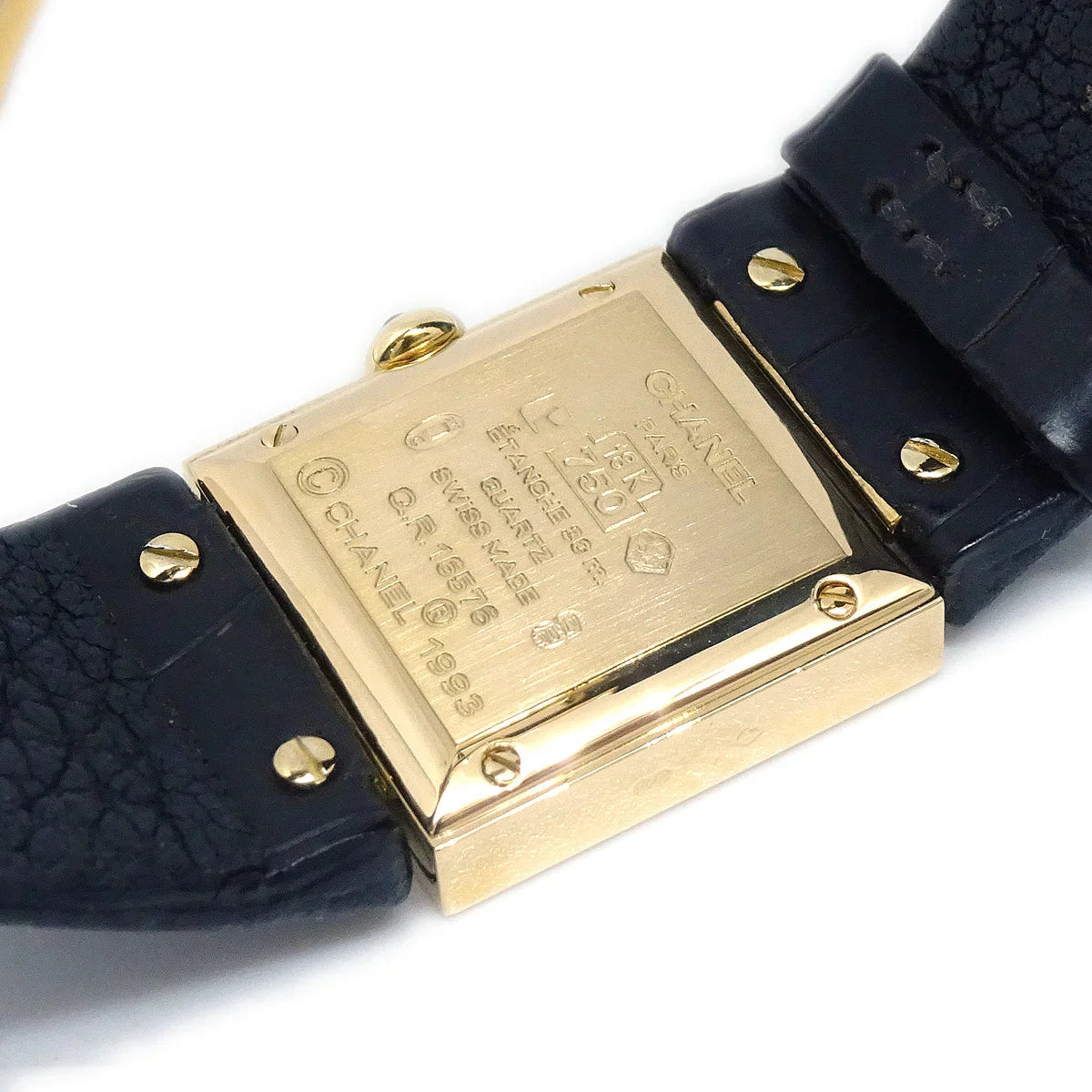 Chanel Matelasse Watch 18KYG Black Crocodile