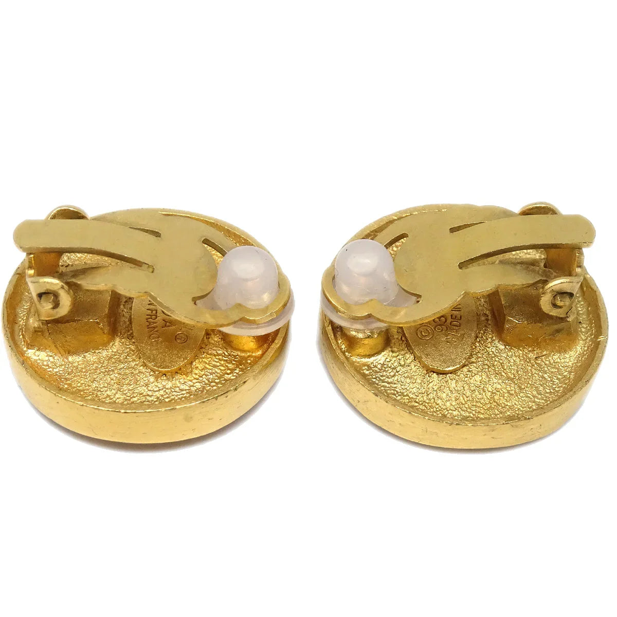 Chanel Button Earrings Gold Clip-On 93A