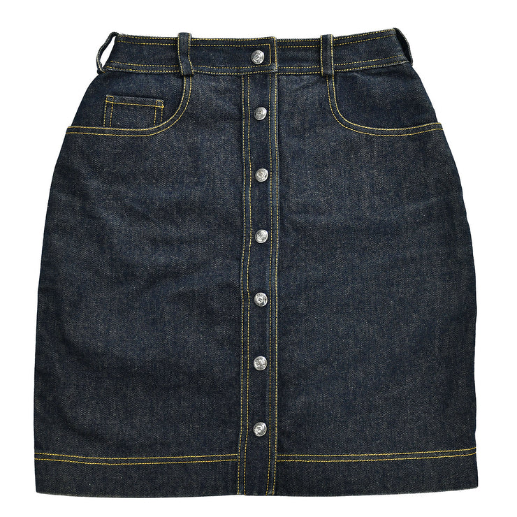 Chanel 1997 button-up denim skirt #38