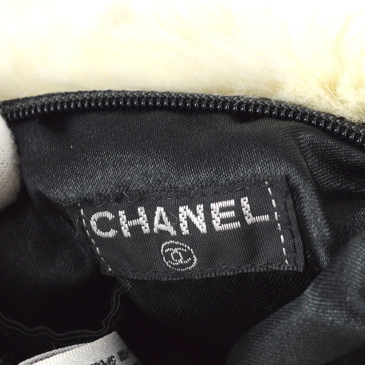 Chanel Hand Warmer Chain Shoulder Bag White Fur