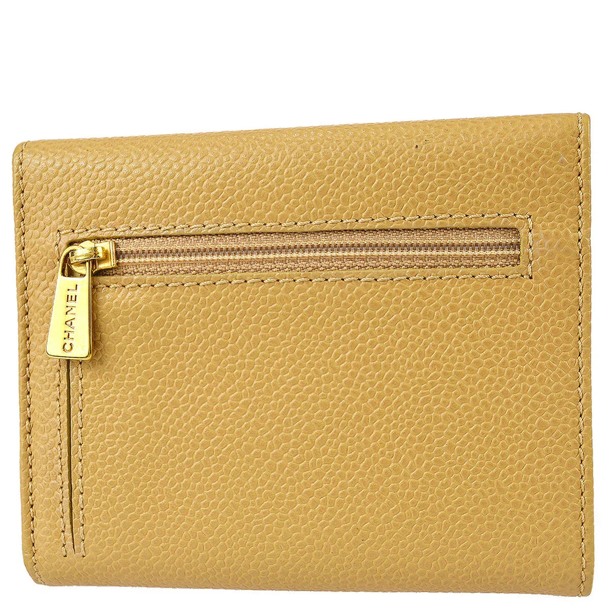 Chanel 2000-2001 Trifold Wallet Beige Caviar