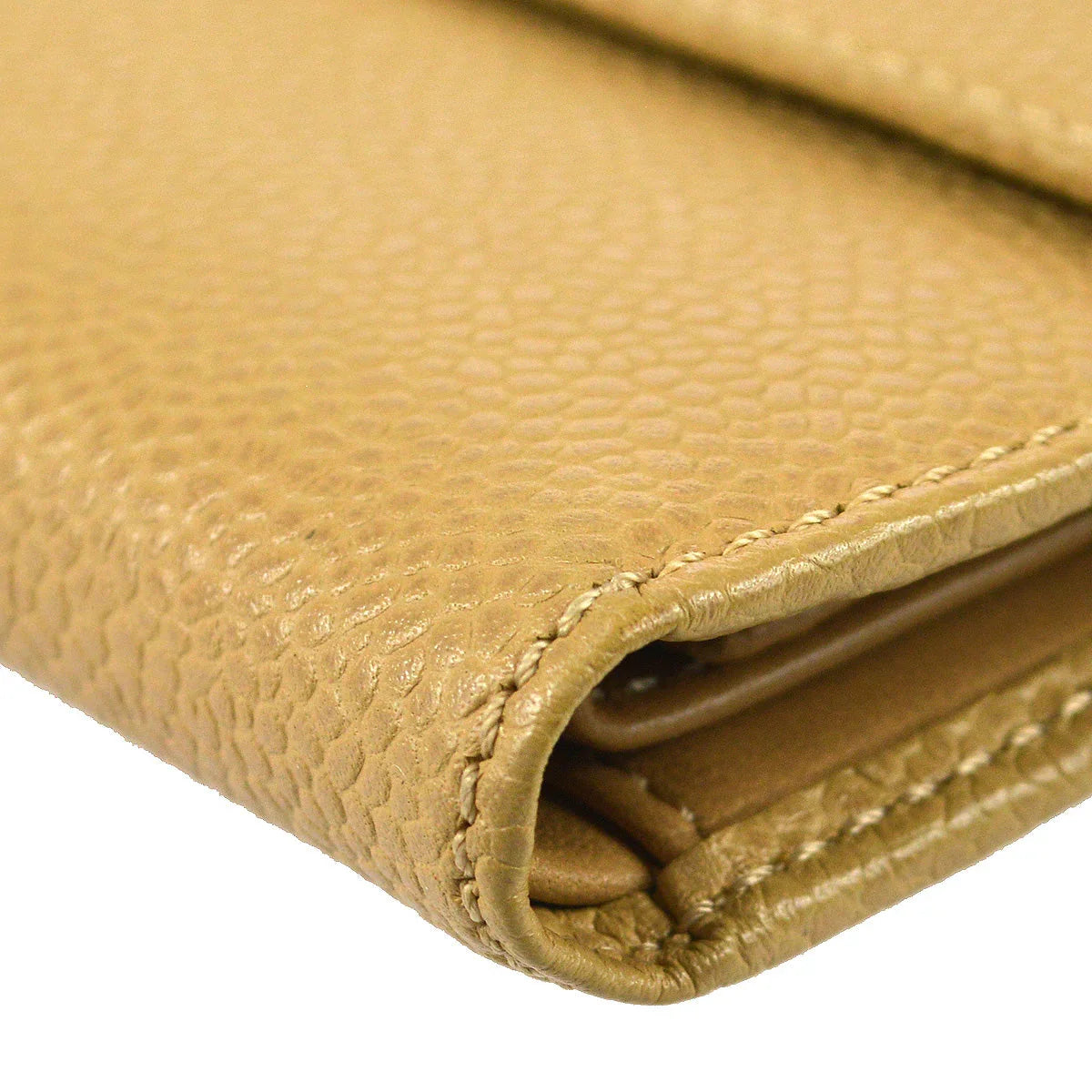 Chanel 2000-2001 Trifold Wallet Beige Caviar