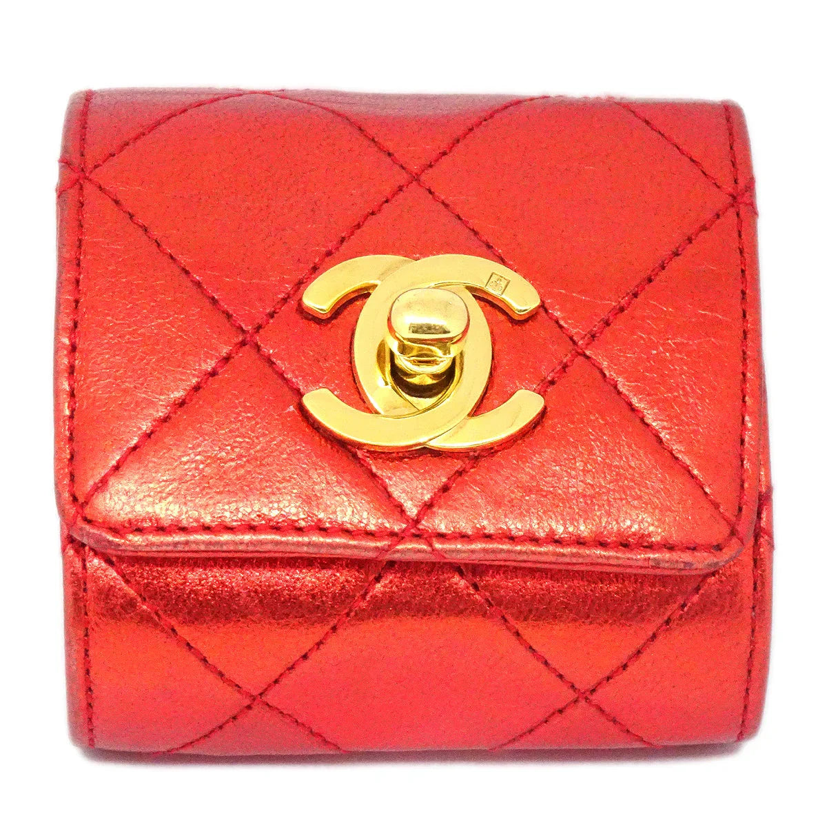 Chanel Turnlock Bangle Red Lambskin