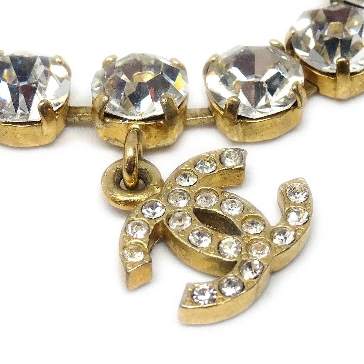 Chanel Rhinestone Bracelet Gold 96P