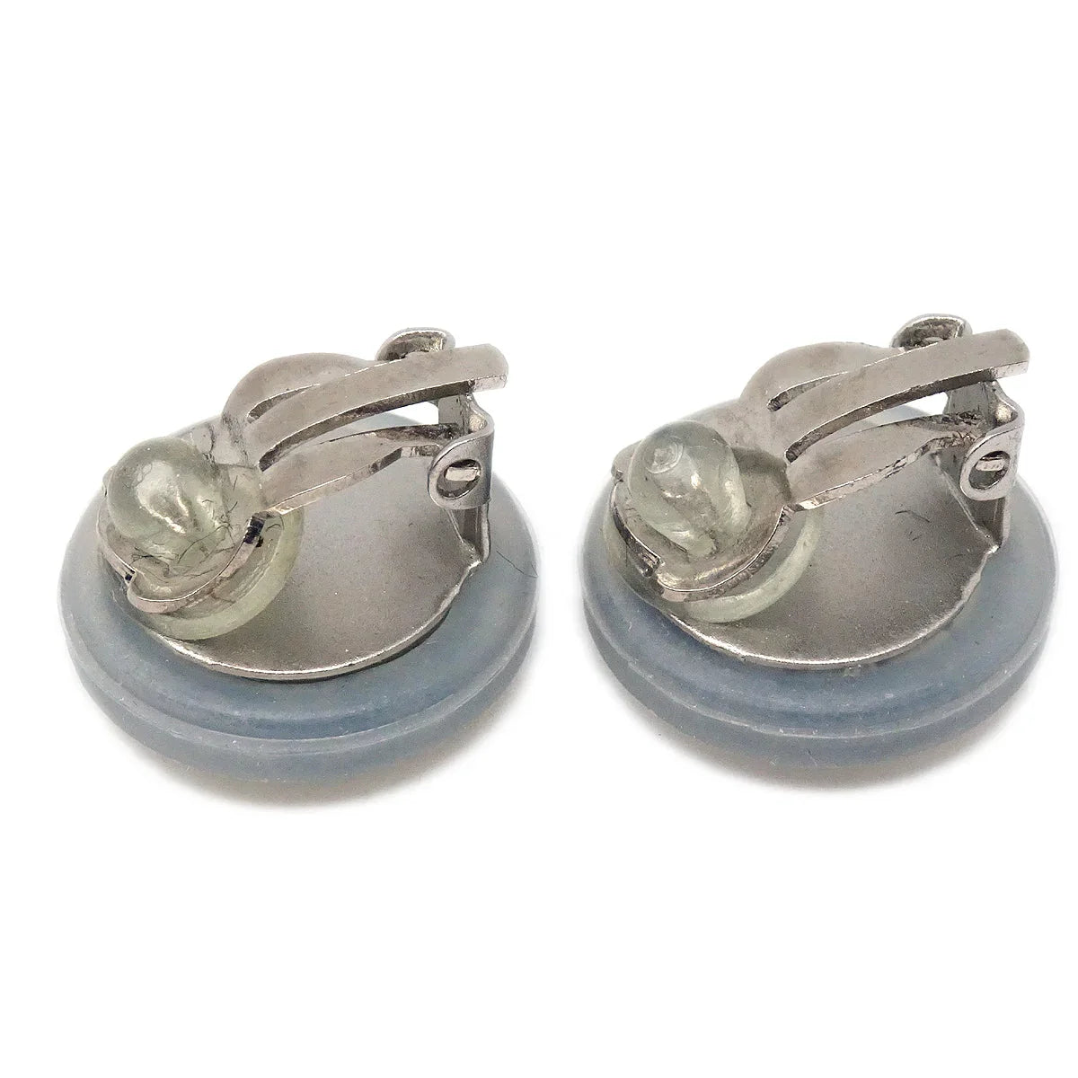 Chanel Button Earrings Clip-On Gray 99S
