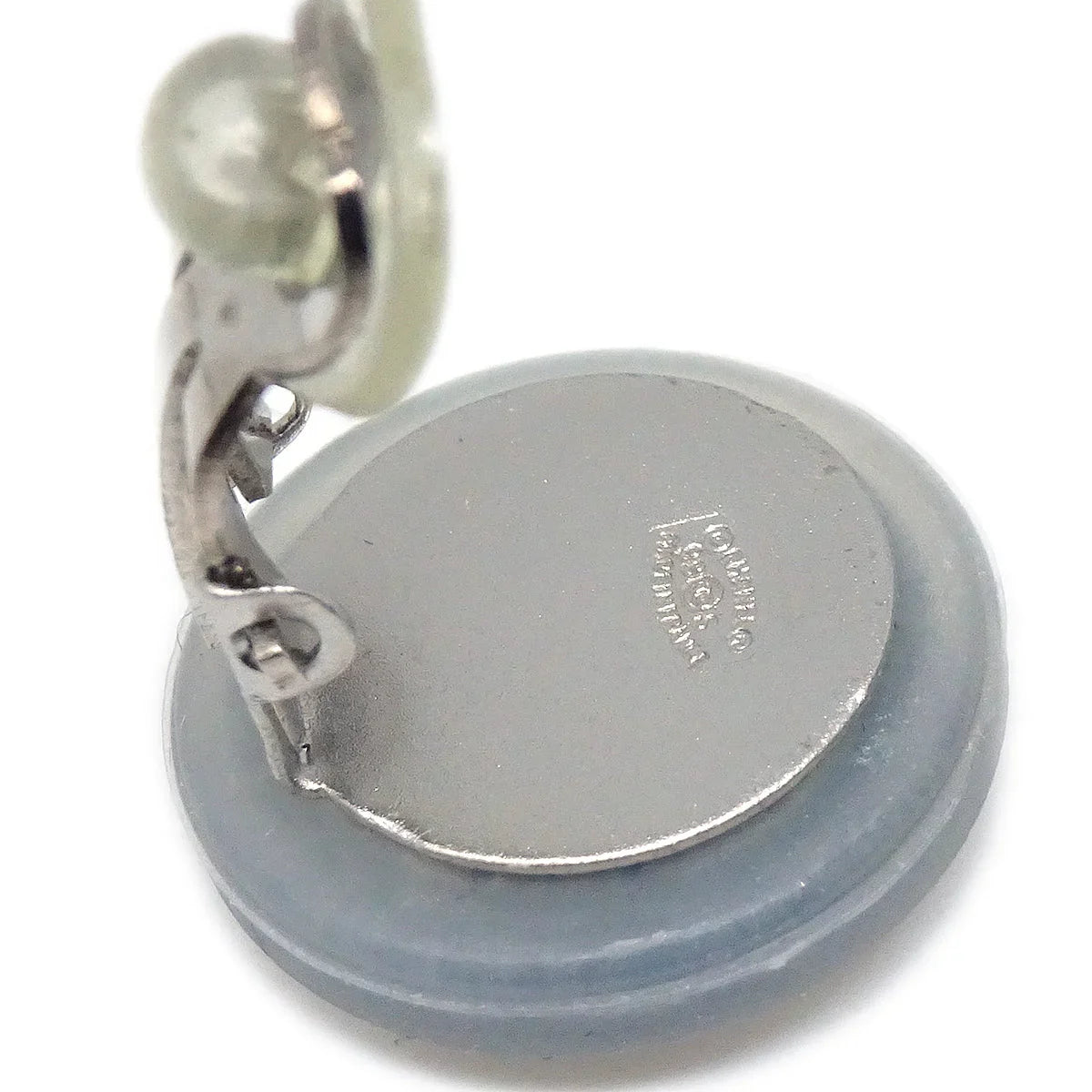 Chanel Button Earrings Clip-On Gray 99S