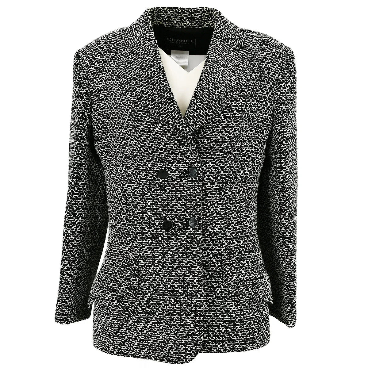 Chanel 1998 Double Breasted Tweed Blazer #38