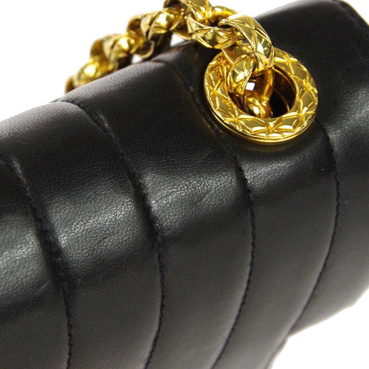 Chanel * 1991-1994 Black Lambskin Mini Vertical Stitch Flap Bag