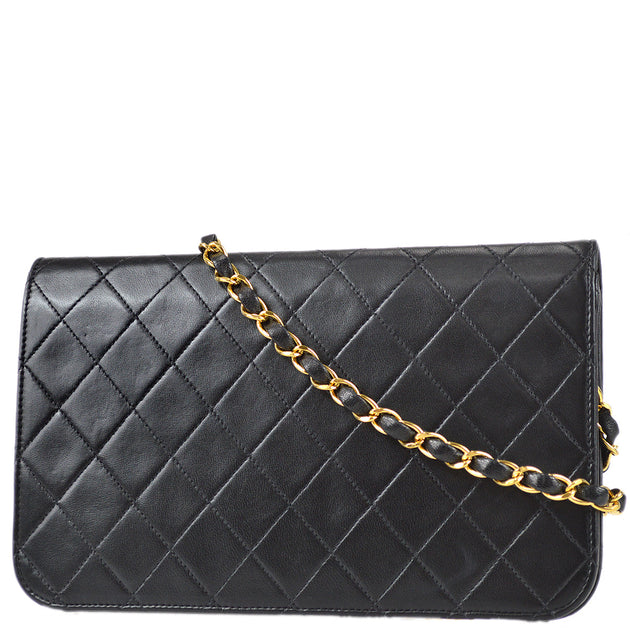 Chanel Vintage mini full flap bag black lambskin