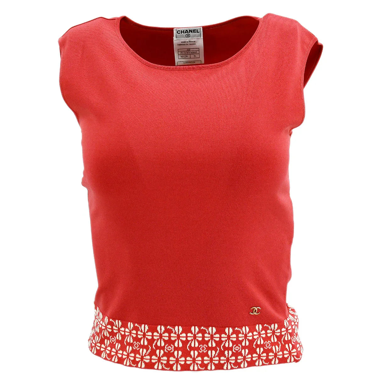 Chanel 2001 spring CC clover-jacquard sleeveless top #36