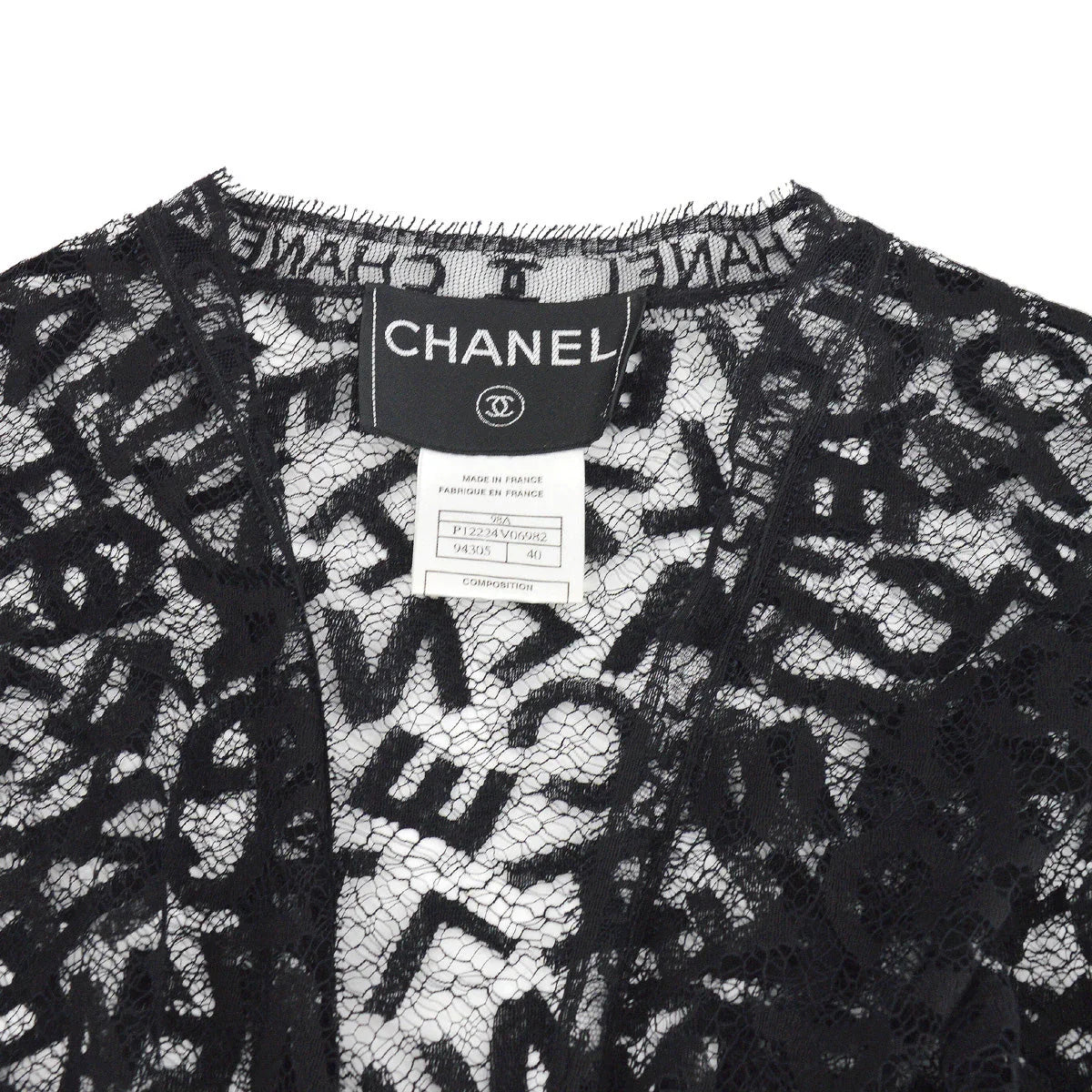 Chanel 1998 Fall Logo Lace Open Cardigan #40
