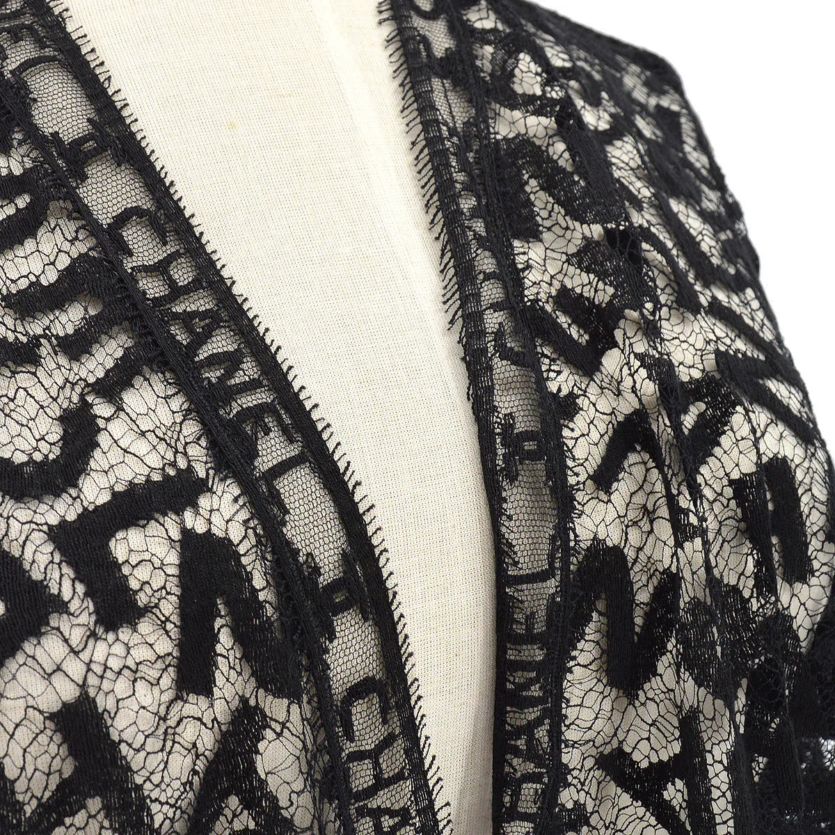 Chanel 1998 Fall Logo Lace Open Cardigan #40