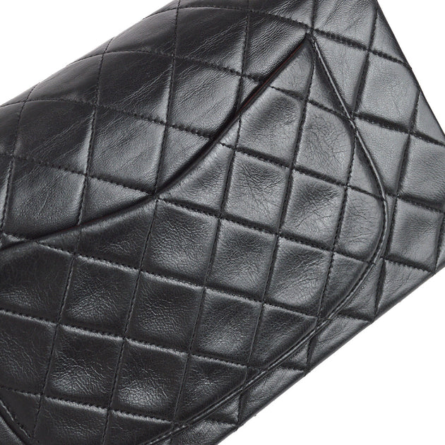 Chanel Black Lambskin Small Classic Double Flap Bag – AMORE