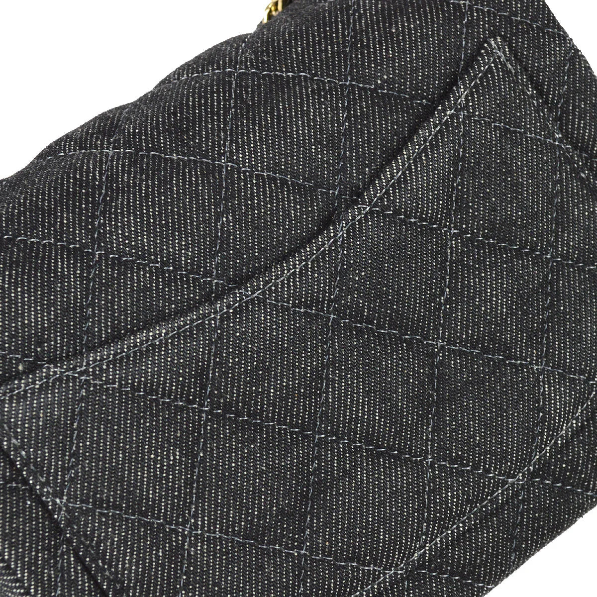 Chanel 1997-1999 Black Denim Mini Classic Square Flap Shoulder Bag 17
