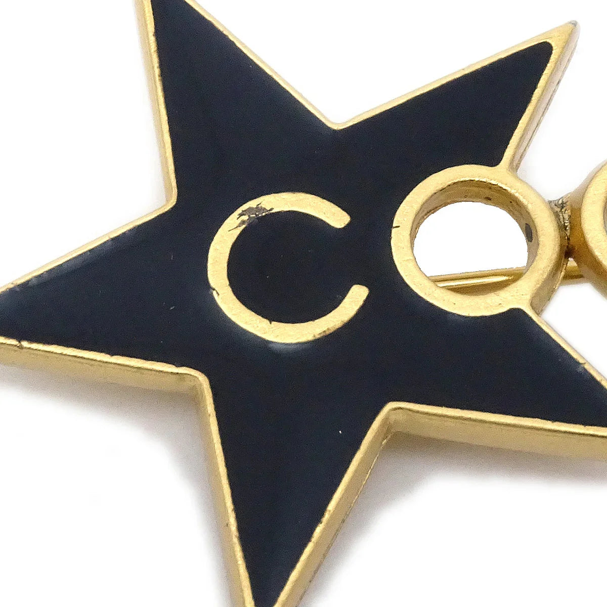 Chanel Star Brooch Pin Black 01P