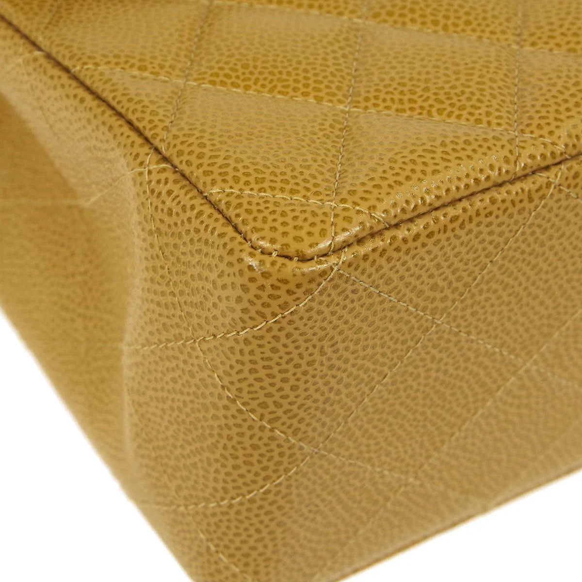 Chanel 2001-2003 * Beige Caviar Jumbo Classic Flap Shoulder Bag