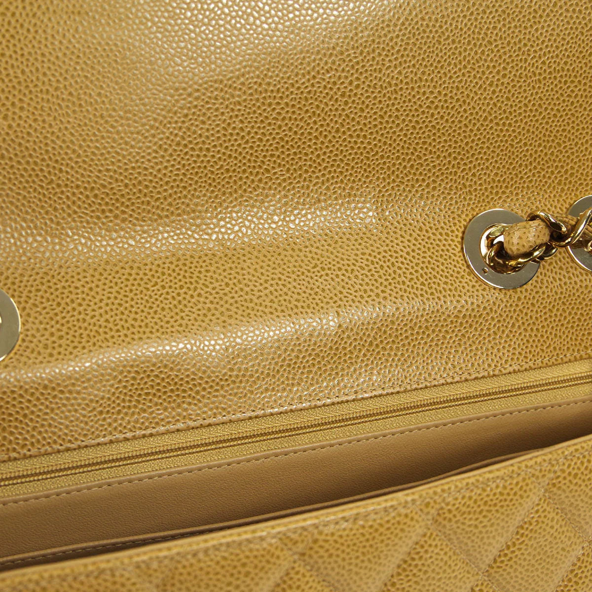 Chanel 2001-2003 * Beige Caviar Jumbo Classic Flap Shoulder Bag