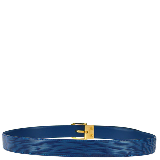 Louis Vuitton Blue Epi Leather Ceinture Belt White gold Metal ref