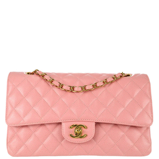 Chanel 2003-2004  Pink Caviar Medium Classic Double Flap Shoulder Bag