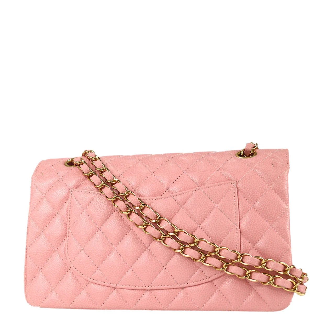 Chanel 2003-2004 Pink Caviar Medium Classic Double Flap Shoulder Bag