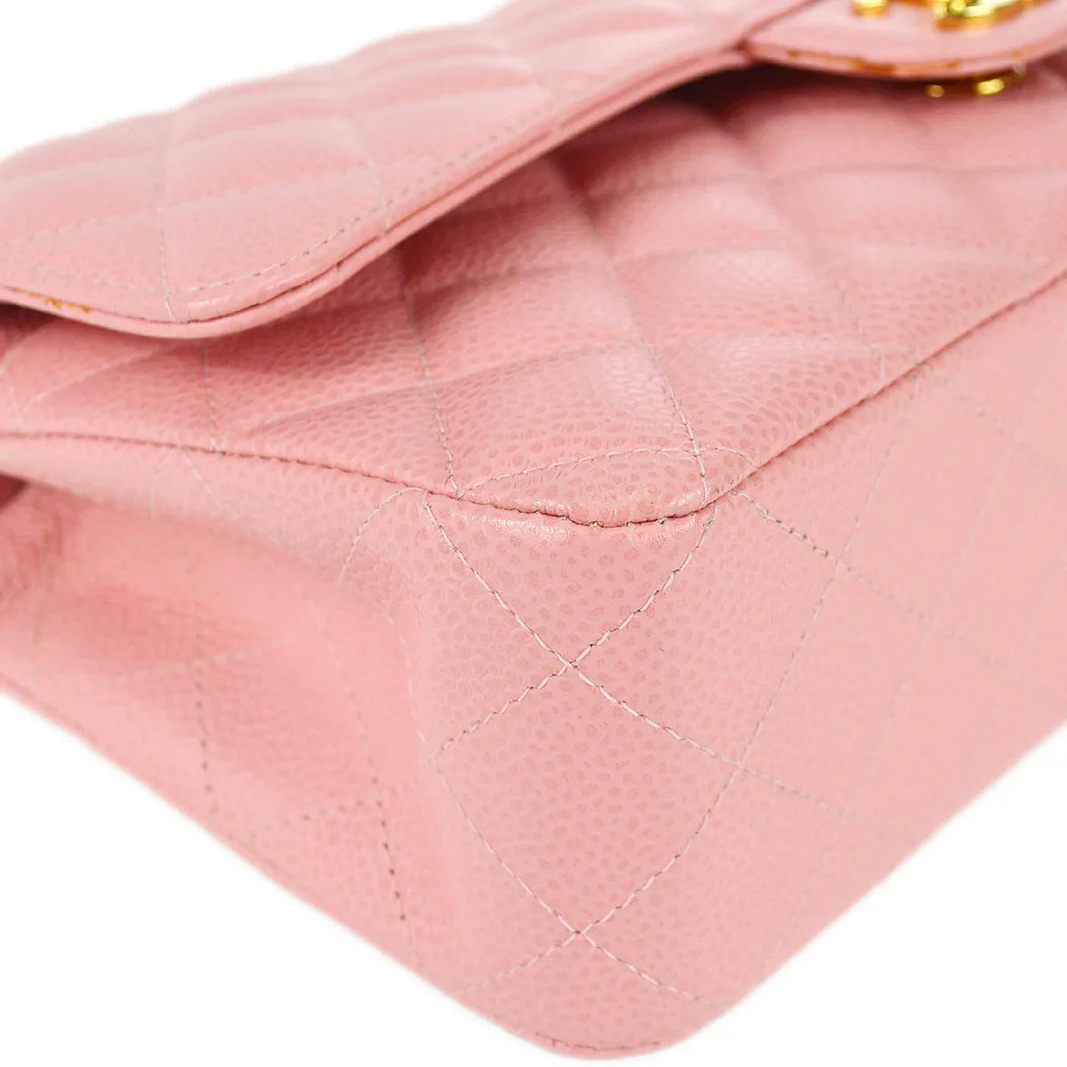 Chanel 2003-2004 Pink Caviar Medium Classic Double Flap Shoulder Bag