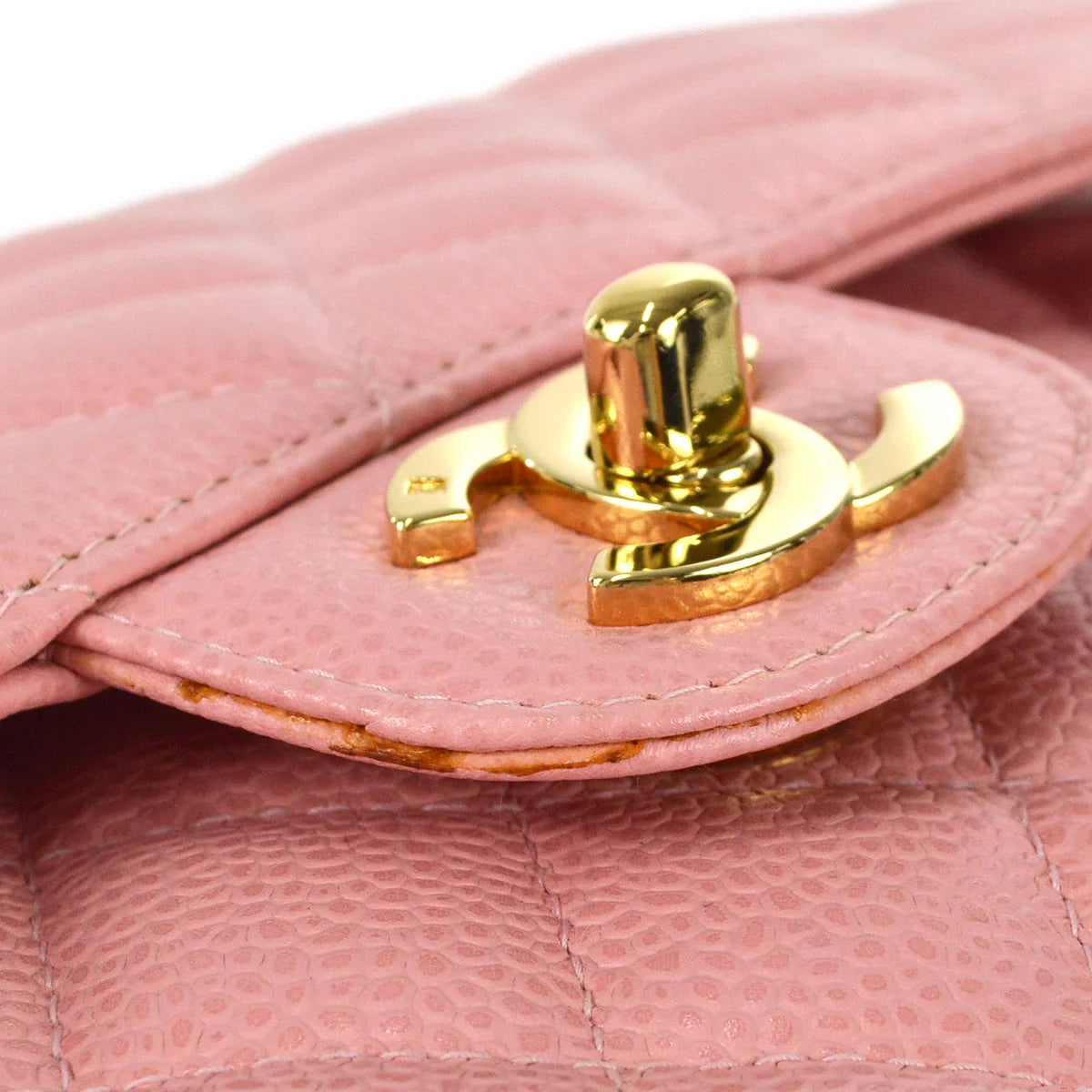 Chanel 2003-2004 Pink Caviar Medium Classic Double Flap Shoulder Bag