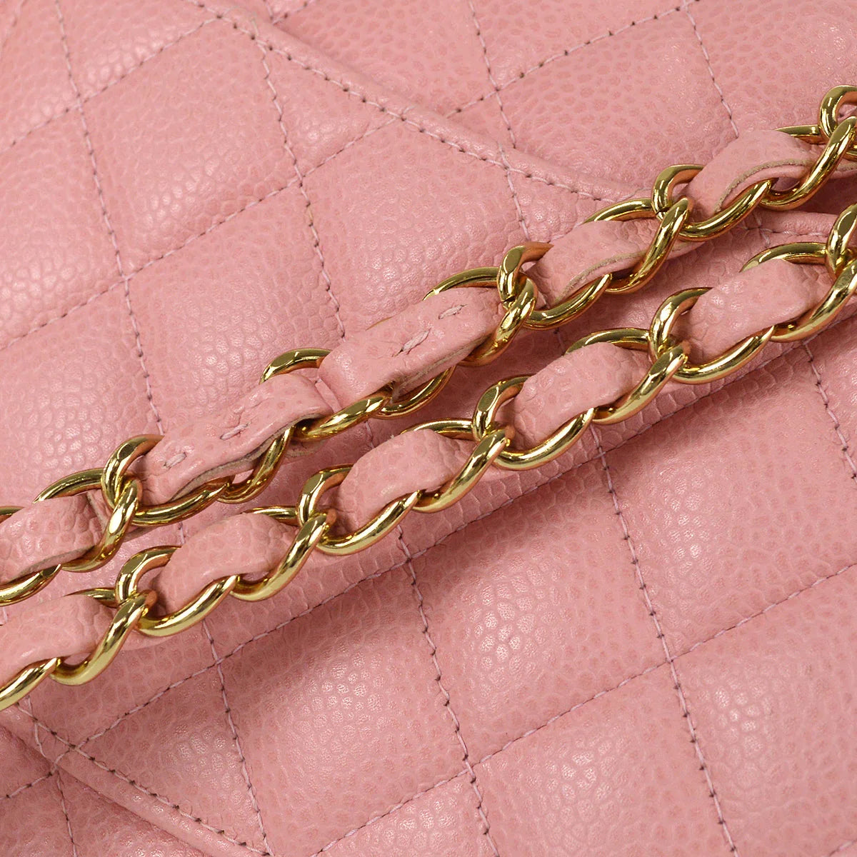 Chanel 2003-2004 Pink Caviar Medium Classic Double Flap Shoulder Bag