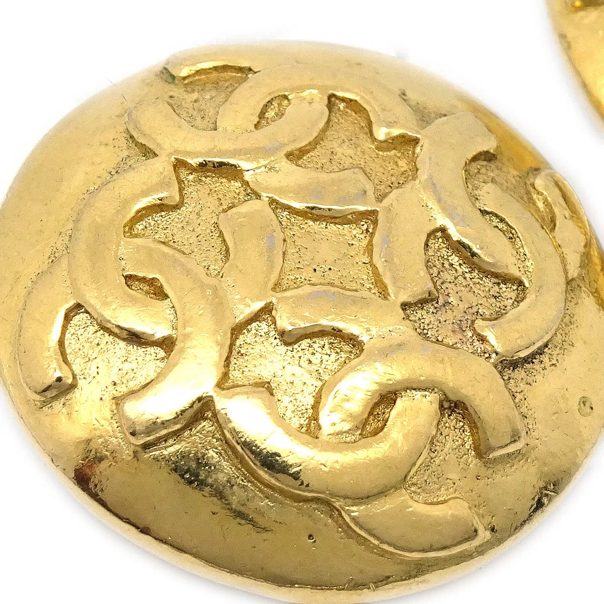 Chanel Button Earrings Clip-On Gold